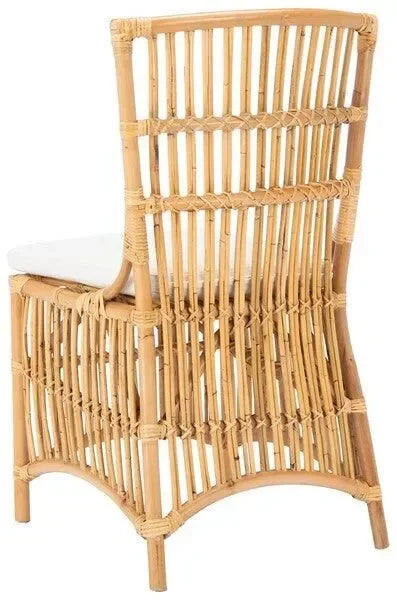 Erika Rattan Accent Chair in Natural with Cushion (Set of 2) - The Mayfair Hall