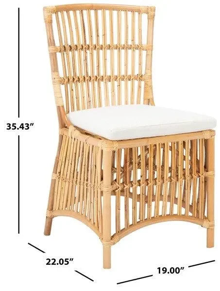 Erika Rattan Accent Chair in Natural with Cushion (Set of 2) - The Mayfair Hall