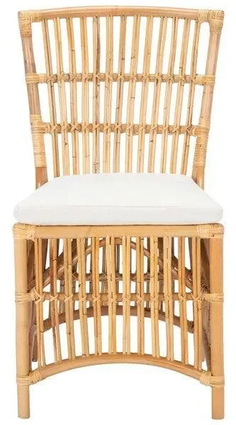 Erika Rattan Accent Chair in Natural with Cushion (Set of 2) - The Mayfair Hall