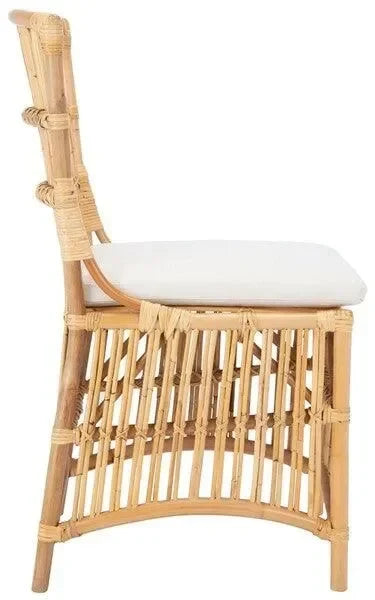 Erika Rattan Accent Chair in Natural with Cushion (Set of 2) - The Mayfair Hall