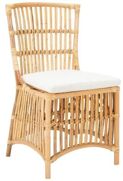 Erika Rattan Accent Chair in Natural with Cushion (Set of 2) - The Mayfair Hall
