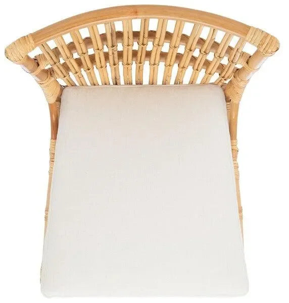 Erika Rattan Accent Chair in Natural with Cushion (Set of 2) - The Mayfair Hall