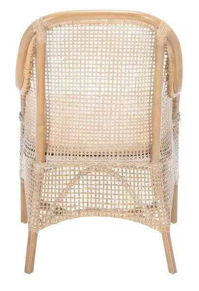 Charlie Rattan Accent Chair in Gray White Wash with Cushion - The Mayfair Hall