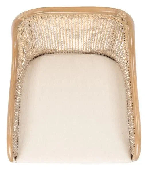 Charlie Rattan Accent Chair in Gray White Wash with Cushion - The Mayfair Hall