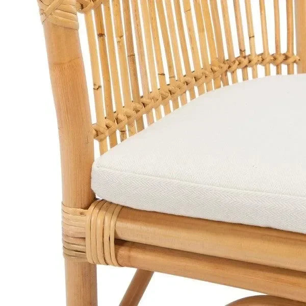 Olivia Rattan Barrel Accent Chair in Natural with Cushion - The Mayfair Hall