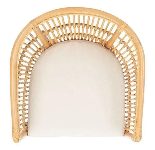 Olivia Rattan Barrel Accent Chair in Natural with Cushion - The Mayfair Hall