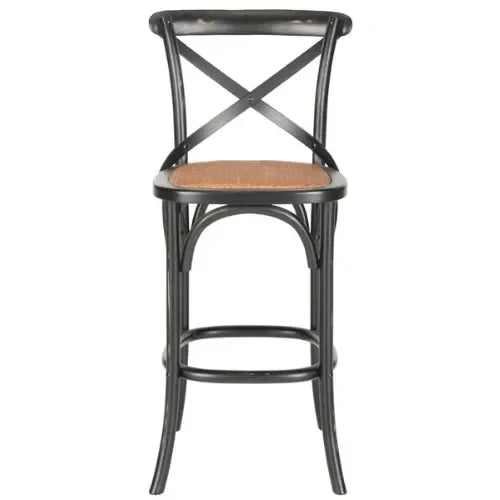 Franklin Birch Wood Bar Stool in Black with Cross-back - The Mayfair Hall