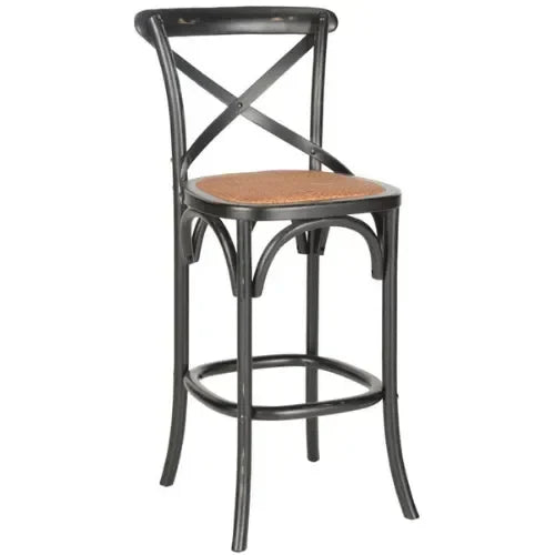 Franklin Birch Wood Bar Stool in Black with Cross-back - The Mayfair Hall