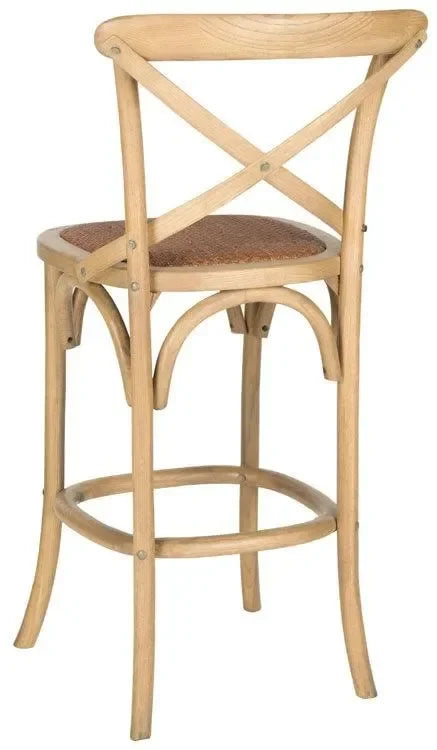 Franklin Birch Wood Bar Stool in Oak with Cross-back - The Mayfair Hall
