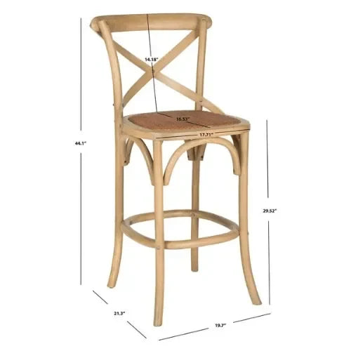 Franklin Birch Wood Bar Stool in Oak with Cross-back - The Mayfair Hall