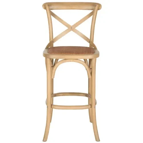 Franklin Birch Wood Bar Stool in Oak with Cross-back - The Mayfair Hall