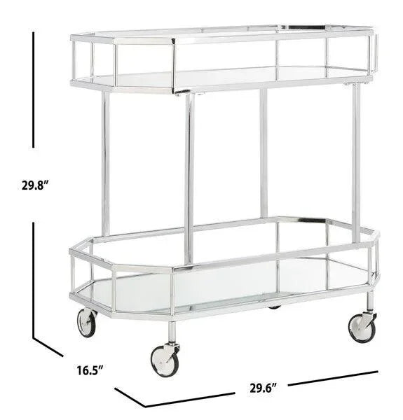 Silva Metal Octagon Bar Cart in Silver with Mirrored Tiers - The Mayfair Hall