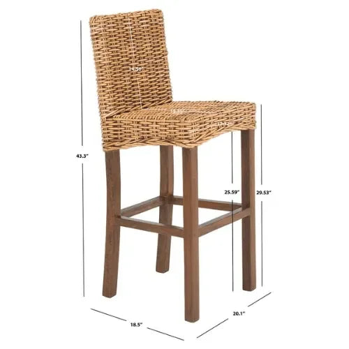 Tobie Rattan Bar Stool in Honey Brown Wash - The Mayfair Hall