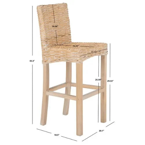 Tobie Rattan Bar Stool in Natural White Wash - The Mayfair Hall