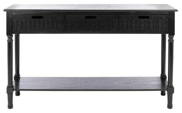 Landers Wood Console Table in Black with 3 Drawers - The Mayfair Hall