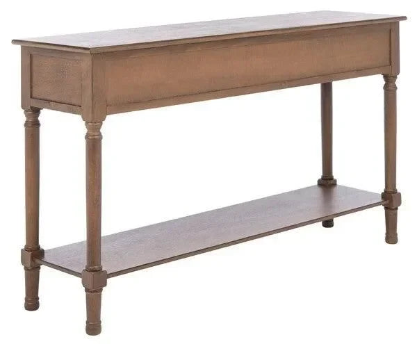 Landers Wood Console Table in Brown with 3 Drawers - The Mayfair Hall