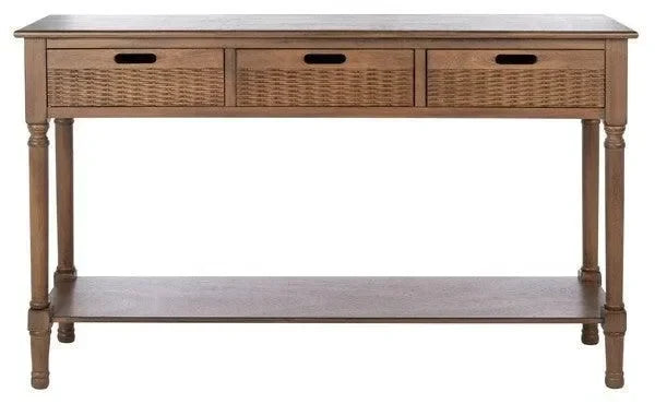 Landers Wood Console Table in Brown with 3 Drawers - The Mayfair Hall