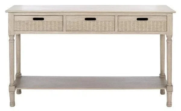 Landers Wood Console Table in Greige with 3 Drawers - The Mayfair Hall