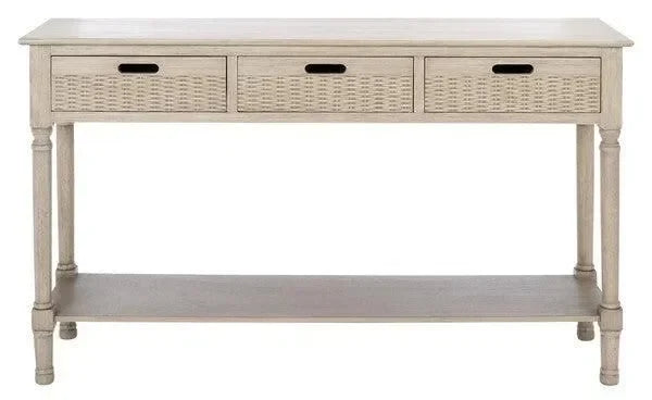Landers Wood Console Table in Greige with 3 Drawers - The Mayfair Hall