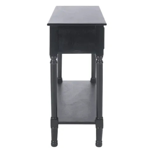 Haines Wood Console Table in Black with 2 Drawers - The Mayfair Hall