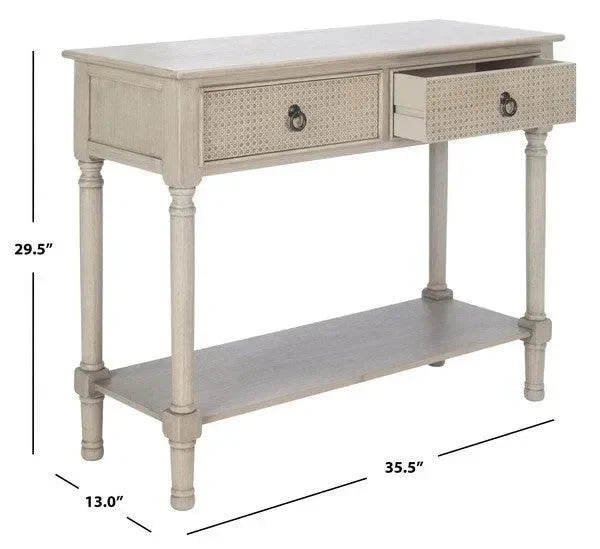 Haines Wood Console Table in Greige with 2 Drawers - The Mayfair Hall