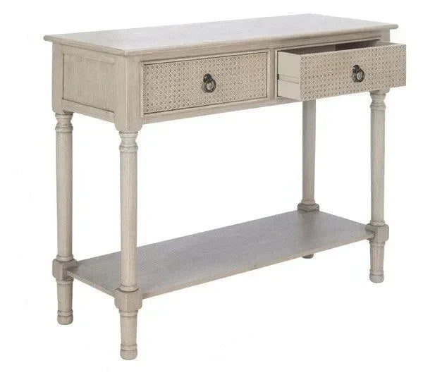 Haines Wood Console Table in Greige with 2 Drawers - The Mayfair Hall
