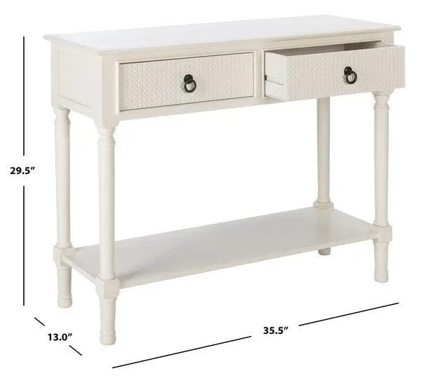 Haines Wood Console Table in White with 2 Drawers - The Mayfair Hall