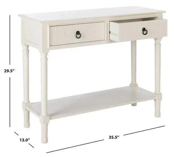 Haines Wood Console Table in White with 2 Drawers - The Mayfair Hall