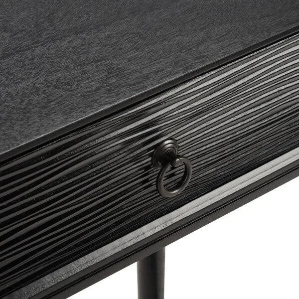 Aliyah Wood Console Table in Black with 2 Drawer - The Mayfair Hall