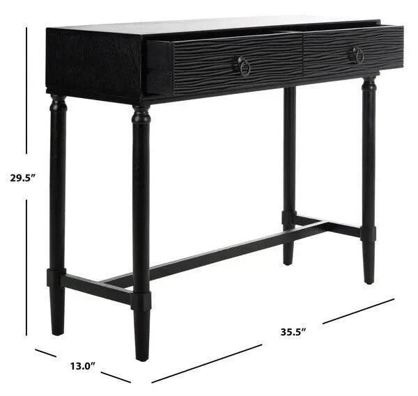 Aliyah Wood Console Table in Black with 2 Drawer - The Mayfair Hall