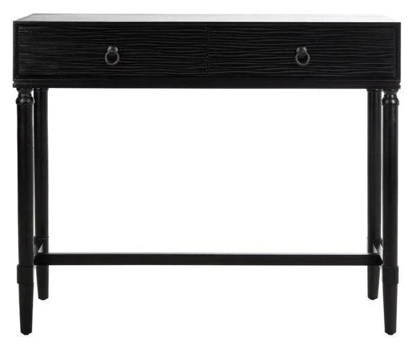 Aliyah Wood Console Table in Black with 2 Drawer - The Mayfair Hall