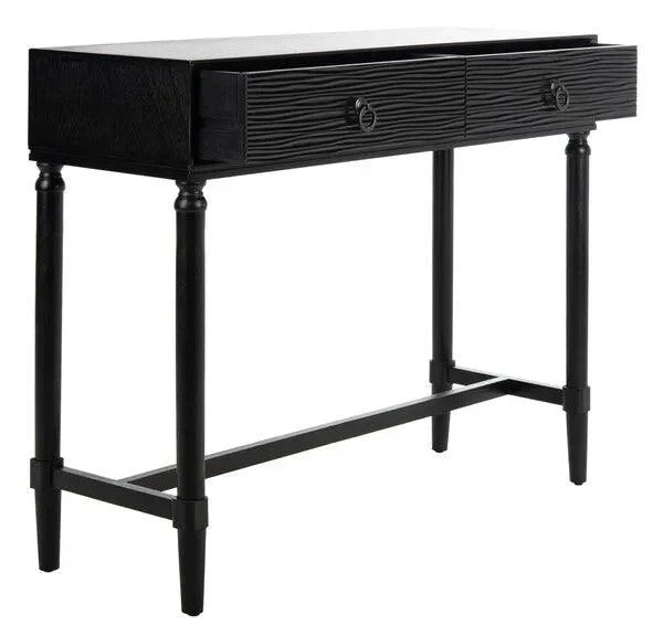Aliyah Wood Console Table in Black with 2 Drawer - The Mayfair Hall