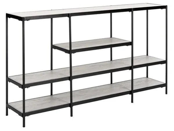 Petra Wood Console Table in Beige and Black with 3-Tier - The Mayfair Hall