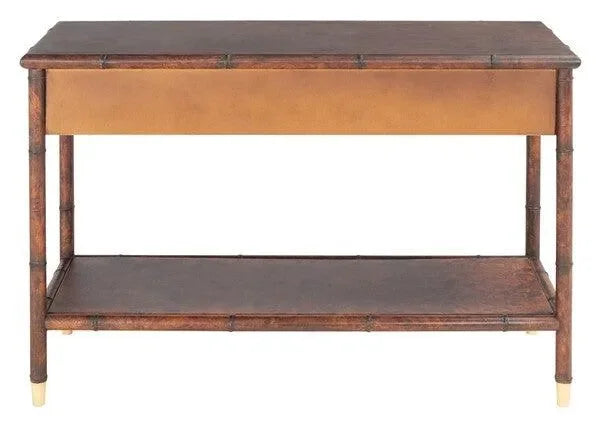 Safavieh Tudor Brown-Gold Chinoiserie Bamboo Console Table