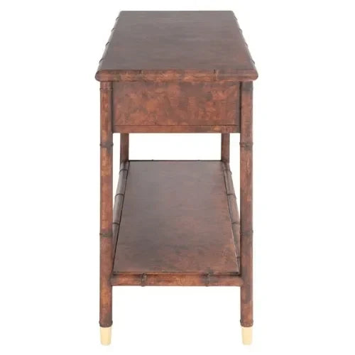 Safavieh Tudor Brown-Gold Chinoiserie Bamboo Console Table