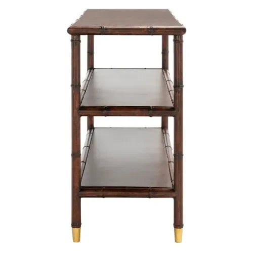 Tudor Wood Console Table in Dark Brown with 2 Shelves - The Mayfair Hall