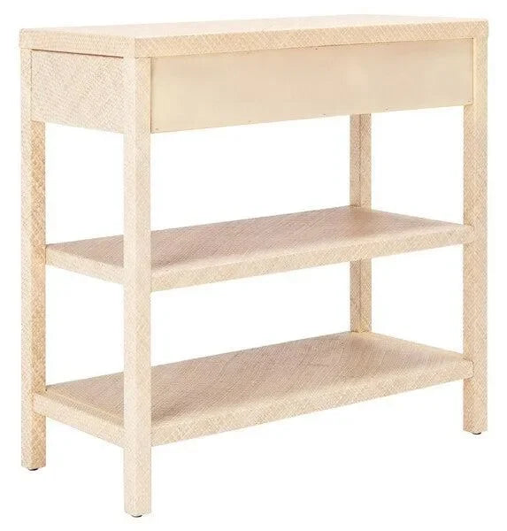 Apis Raffia Wood Console Table in Light Natural with 2 Drawers - The Mayfair Hall