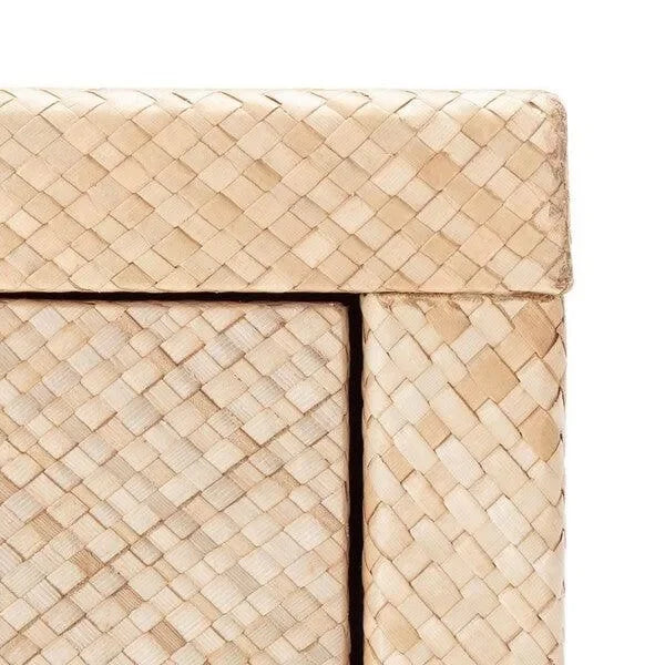 Apis Raffia Wood Console Table in Light Natural with 2 Drawers - The Mayfair Hall