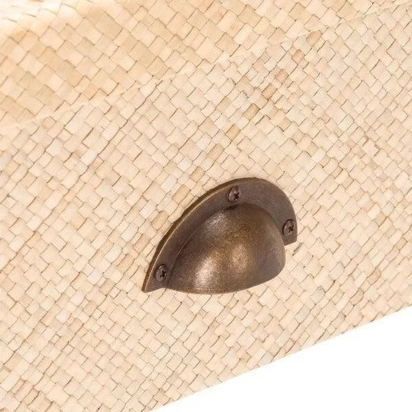 Apis Raffia Wood Console Table in Light Natural with 2 Drawers - The Mayfair Hall