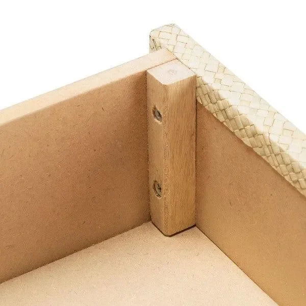 Apis Raffia Wood Console Table in Light Natural with 2 Drawers - The Mayfair Hall