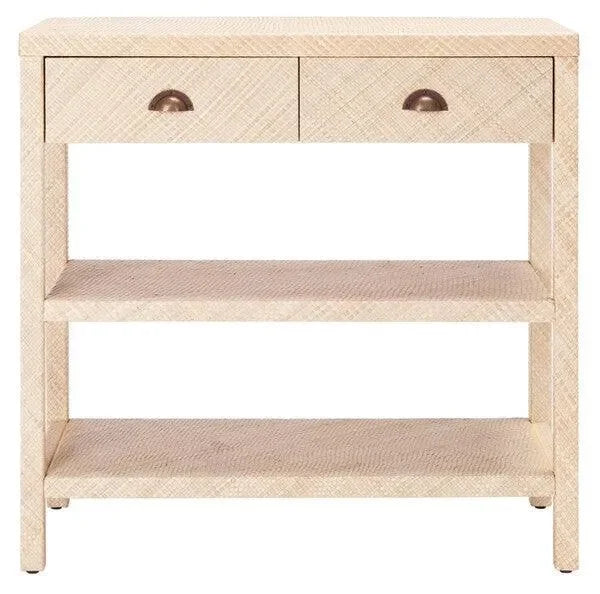Apis Raffia Wood Console Table in Light Natural with 2 Drawers - The Mayfair Hall