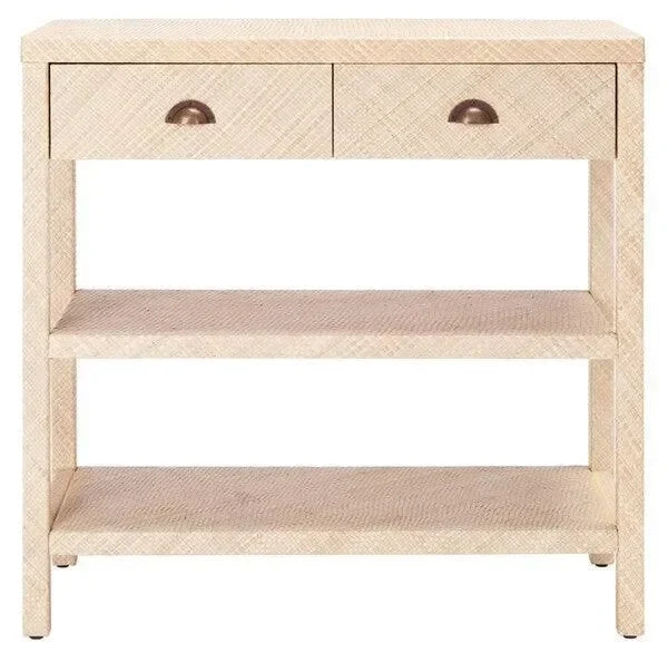 Apis Raffia Wood Console Table in Light Natural with 2 Drawers - The Mayfair Hall
