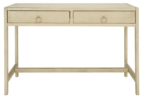 Esther Wood Desk in Antique White with 2 Drawers - The Mayfair Hall