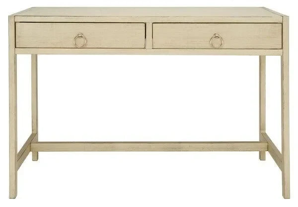 Esther Wood Desk in Antique White with 2 Drawers - The Mayfair Hall
