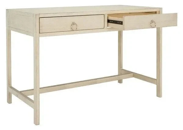 Esther Wood Desk in Antique White with 2 Drawers - The Mayfair Hall