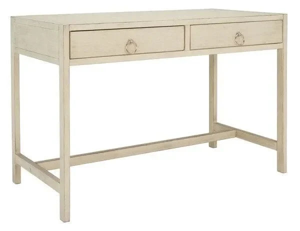 Esther Wood Desk in Antique White with 2 Drawers - The Mayfair Hall