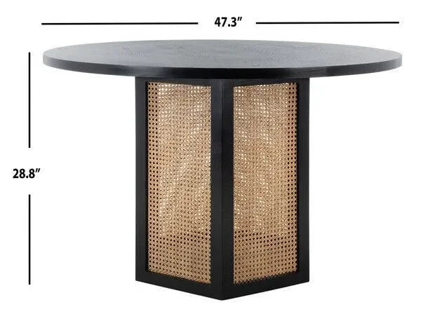 Danez Wood Cane Dining Table in Black and Light Natural - The Mayfair Hall