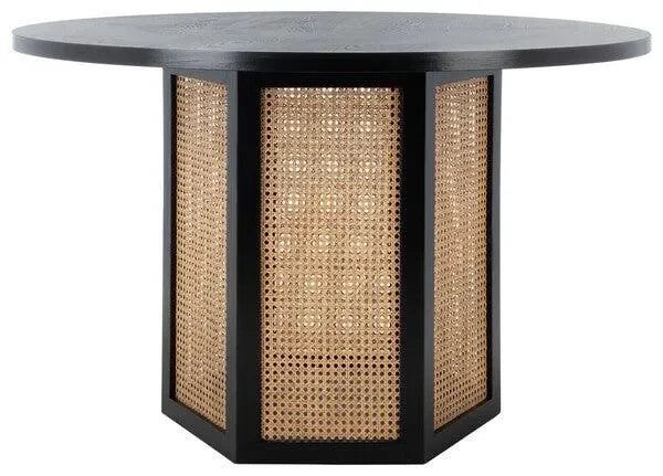 Danez Wood Cane Dining Table in Black and Light Natural - The Mayfair Hall