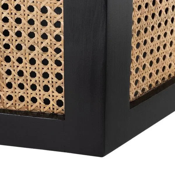 Danez Wood Cane Dining Table in Black and Light Natural - The Mayfair Hall