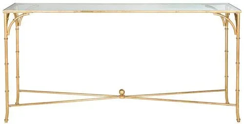 Maurice Tempered Glass Top Console Table in Gold - The Mayfair Hall